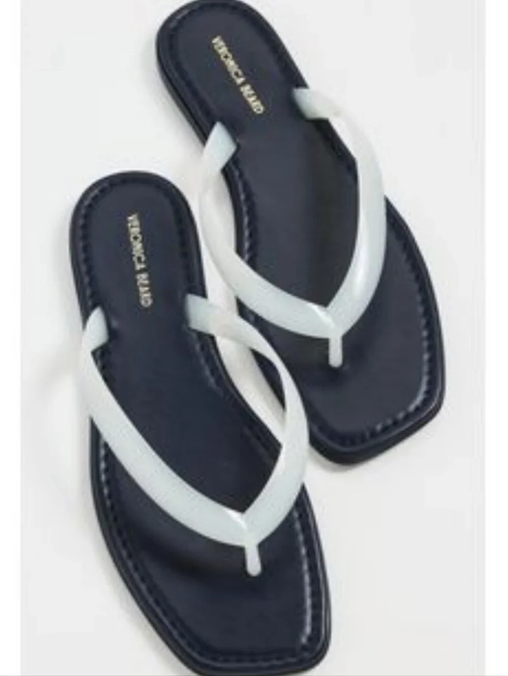 Veronica Beard Clear Jelly Flip Flop Square Toe Sandals In Coconut